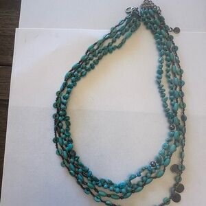 Silpada Turquoise Multi Strand Beaded Necklace Sterling Silver Boho Layered